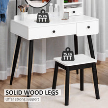 Load image into Gallery viewer, Elegant White Dressing Table Set with Storage Drawers &amp; Matching Stool
