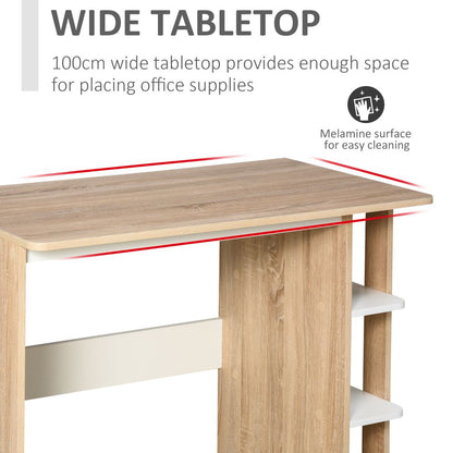 Stylish Duo Work Desk with 3-Tier Shelves - Sleek & Sturdy 2-in-1 Solution