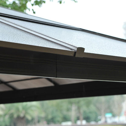 Outsunny Deluxe 4.3x3.6m Hardtop Gazebo with Curtains & Insect Screens