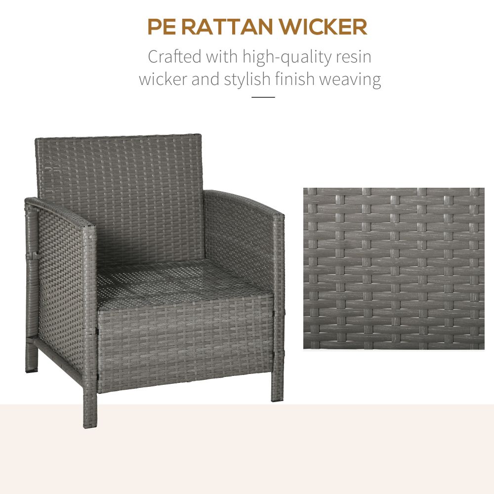 Chic Rattan 2-Seater Bistro Set with Cozy Cushions - Grey & Cream