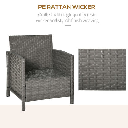 Chic Rattan 2-Seater Bistro Set with Cozy Cushions - Grey & Cream