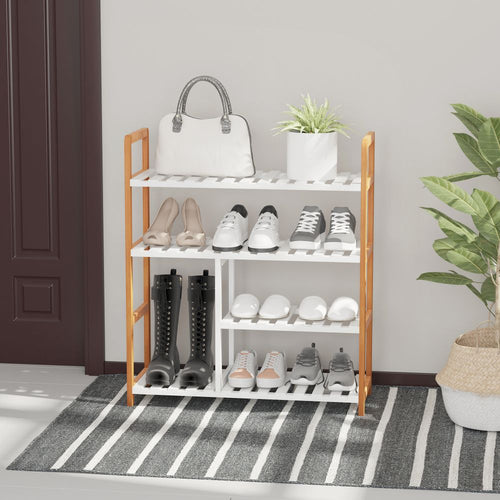 Elegant 4-Tier Wooden Shoe Rack - Stylish Storage for 11 Pairs & Boots