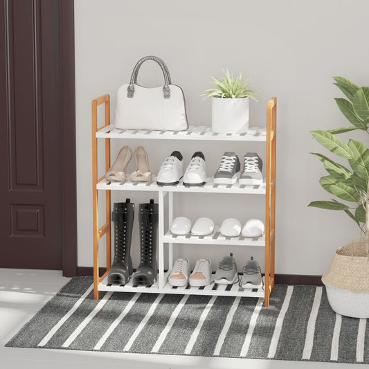 Elegant 4-Tier Wooden Shoe Rack - Stylish Storage for 11 Pairs & Boots