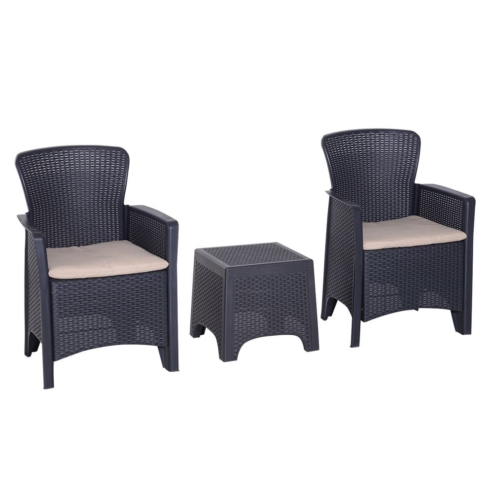 Elegant 3-Piece Rattan Garden Coffee Set with Cushions for Stylish Gatherings
