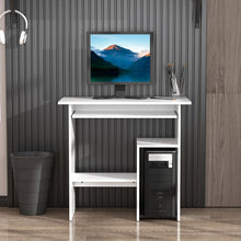 Load image into Gallery viewer, Modern Compact Computer Desk with Slide-Out Keyboard Tray – White Finish
