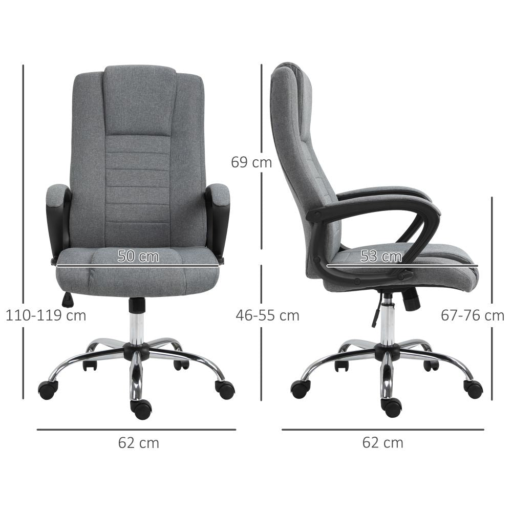 Vinsetto Executive Linen Office Chair: 360° Swivel, High Back & Adjustable Grey