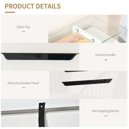 Stylish High Gloss Shoe Cabinet with Glass Top - 16-Pair Storage Solution