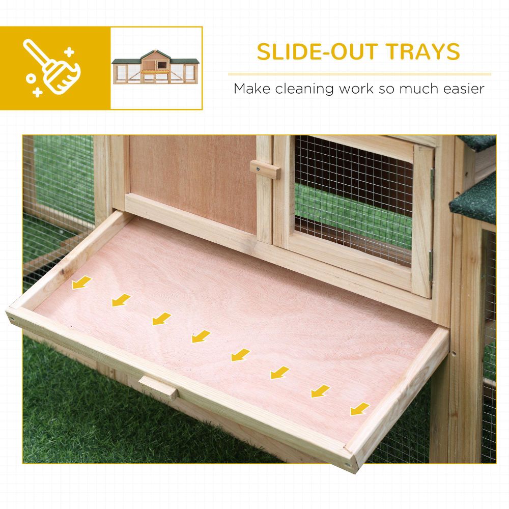 Deluxe Wooden Rabbit Hutch with Slide-Out Tray & Spacious Outdoor Run