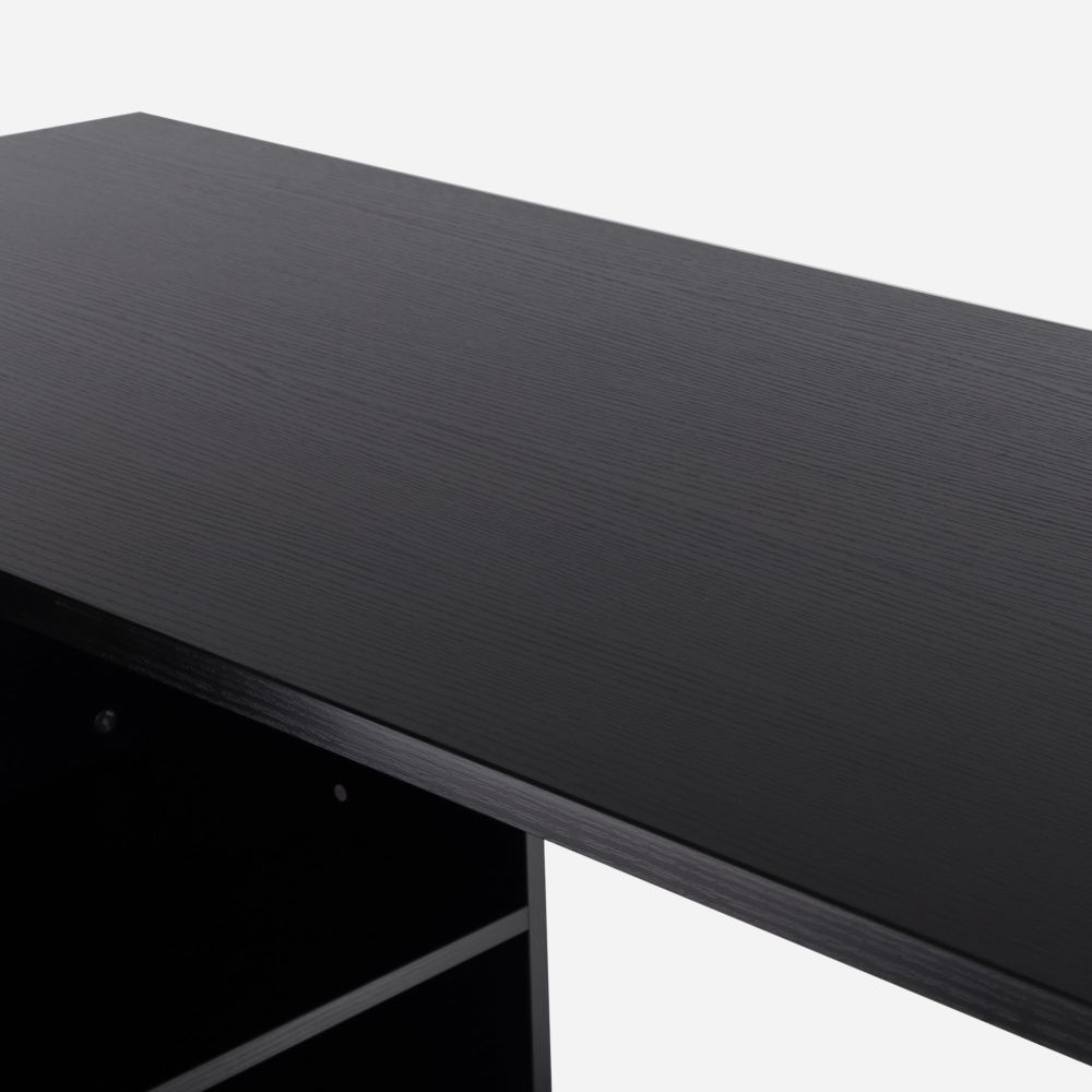 L-Shape Convertible Desk with Drawer & File Cabinet - Black Finish