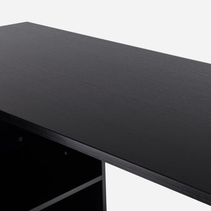 L-Shape Convertible Desk with Drawer & File Cabinet - Black Finish