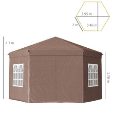 Load image into Gallery viewer, Outsunny 4m Hexagonal Metal Frame Garden Gazebo - Stylish Shelter &amp; Privacy
