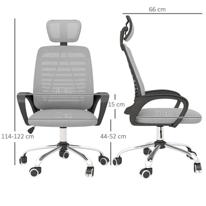 Vinsetto Ergonomic Mesh Office Chair with Adjustable Headrest - Grey Comfort