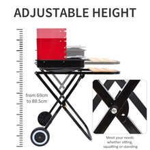 Load image into Gallery viewer, Ultimate Portable Charcoal BBQ Grill with Wheels - Red &amp; Black Elegance
