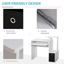 Load image into Gallery viewer, Stylish White Computer Desk with Keyboard Tray &amp; Hidden Storage Solutions
