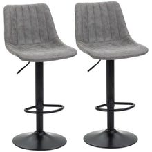 Load image into Gallery viewer, Retro Microfiber Bar Stools Set of 2 - Adjustable Height with Metal Footrest

