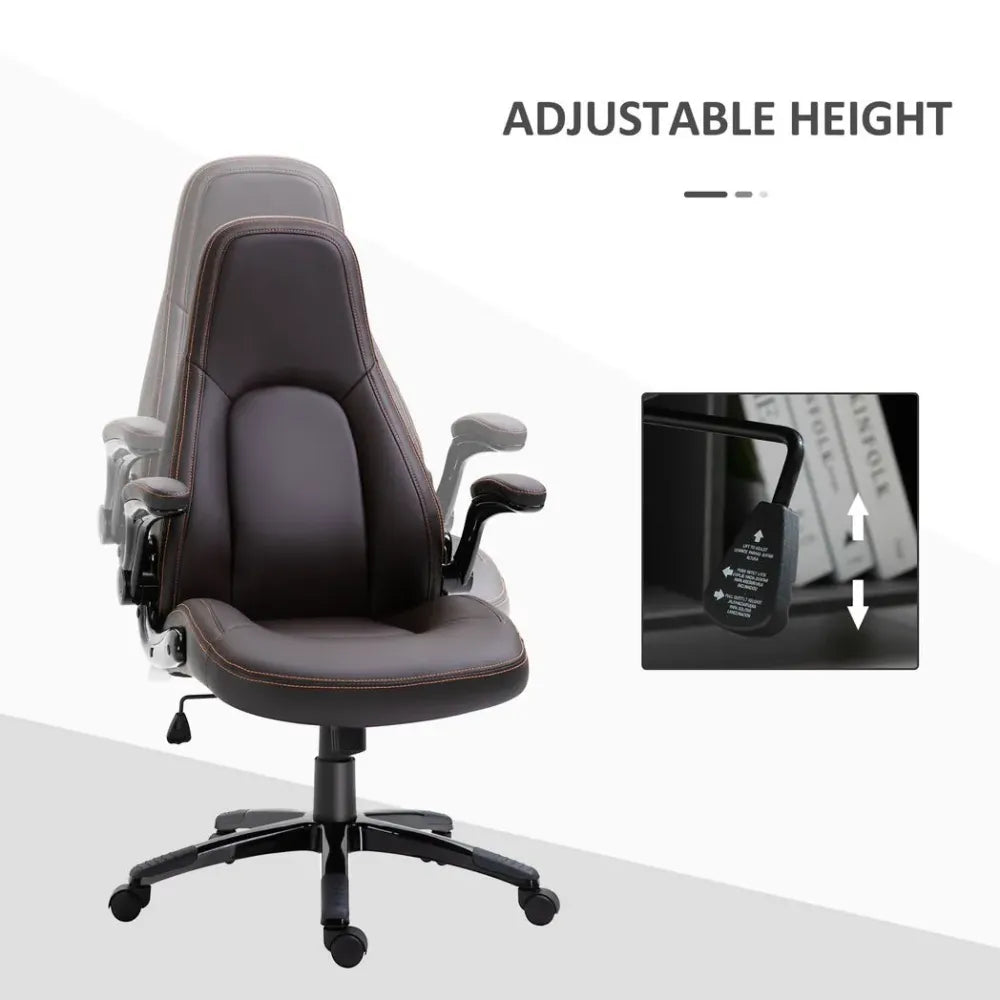 Stylish PU Leather High Back Swivel Office Chair with Adjustable Height