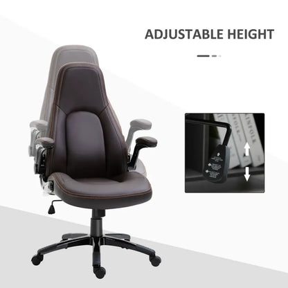 Stylish PU Leather High Back Swivel Office Chair with Adjustable Height