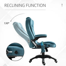 Load image into Gallery viewer, Reclining Executive Massage Chair with Heat &amp; Swivel - Luxurious Blue Velvet
