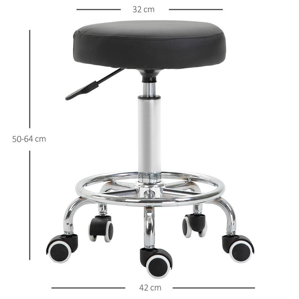 Premium Adjustable PU Leather Stool with Footrest for Ultimate Comfort