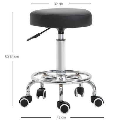 Premium Adjustable PU Leather Stool with Footrest for Ultimate Comfort