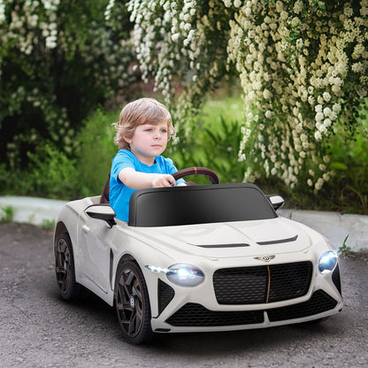 Luxury Bentley Bacalar 12V Kids Electric Car - White with Portable Battery