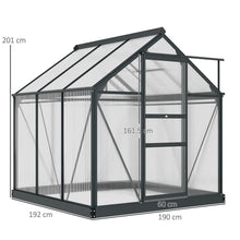 Load image into Gallery viewer, 6x6ft Polycarbonate Garden Greenhouse with Aluminium Frame &amp; Sliding Door
