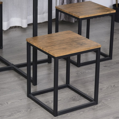 Stylish 5-Piece Black/Brown MDF & Steel Dining Set - Modern Bar Table & Stools