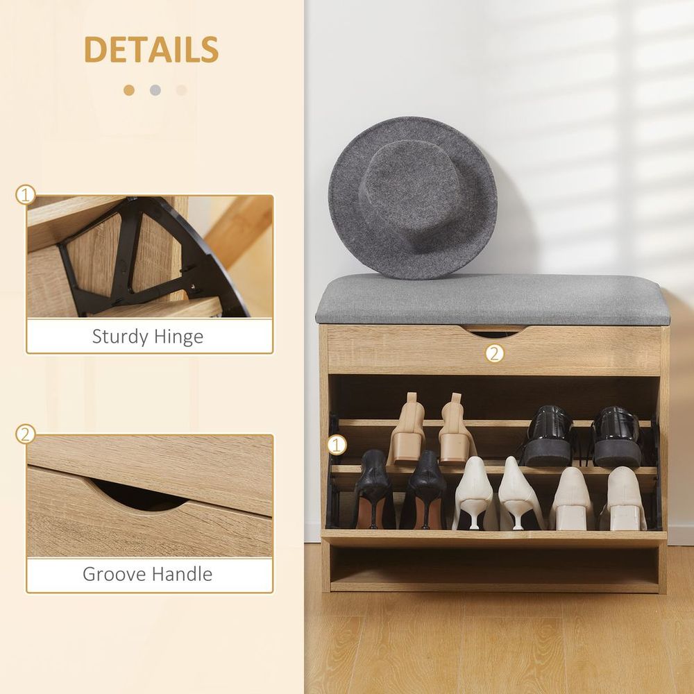 HOMCOM Multifunctional Shoe Bench with Cushion & Storage for Stylish Entryways