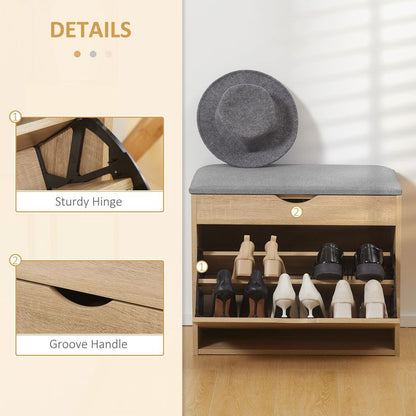 HOMCOM Multifunctional Shoe Bench with Cushion & Storage for Stylish Entryways