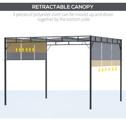 Outsunny 3x3m Steel Pergola with Retractable Canopy - Outdoor Bliss Awaits!