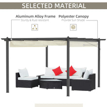 Load image into Gallery viewer, Adjustable 4x3m Aluminum Pergola Gazebo with Retractable Canopy - Cream White
