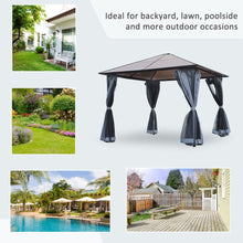 Load image into Gallery viewer, Stylish 3x4m Aluminium Gazebo with Hardtop Roof &amp; Mesh Curtains - Grey
