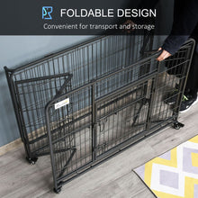 Load image into Gallery viewer, Secure &amp; Spacious 78x109cm Metal Dog Cage with Locking Door &amp; Wheels
