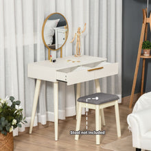 Load image into Gallery viewer, Elegant White HOMCOM Dressing Table with Round Mirror &amp; Gold Accent Drawers
