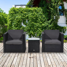 Load image into Gallery viewer, Outsunny Black Rattan 2-Seater Sofa Set with Cushions &amp; Glass Table
