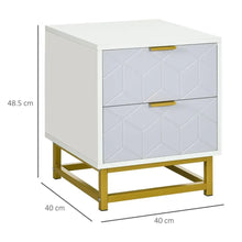 Load image into Gallery viewer, Elegant Art Deco Bedside Table with 2 Drawers &amp; Steel Frame - Chic Storage Solution
