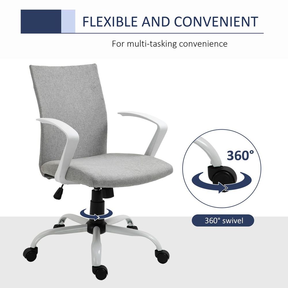 Light Grey Ergonomic Swivel Desk Chair - Adjustable Comfort for Home & Office