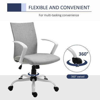 Light Grey Ergonomic Swivel Desk Chair - Adjustable Comfort for Home & Office