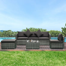 Load image into Gallery viewer, Elegant 6-Piece Outdoor Rattan Sofa Set with Cushion &amp; Glass Top Table
