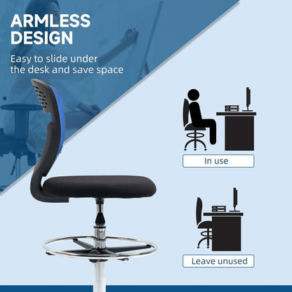 Vinsetto AdjustaDraughtsman Chair - Tall Ergonomic Office Seating in Blue
