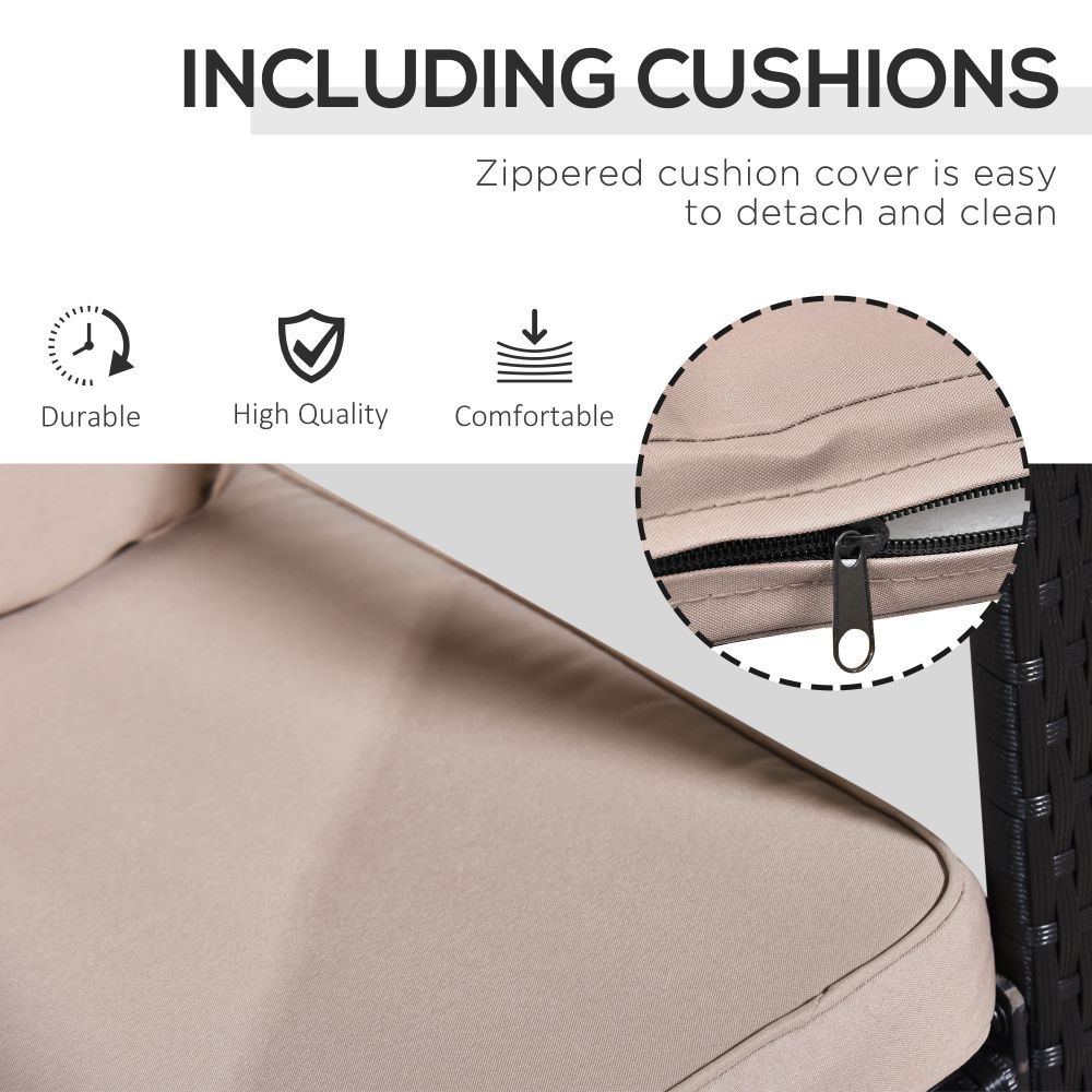 Outsunny 2-Seater Rattan Rocking Set with Cushions - Stylish Comfort Awaits!