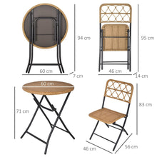 Load image into Gallery viewer, Chic 3-Piece Folding Rattan Bistro Set - Stylish Chairs &amp; Table for Outdoor Relaxation
