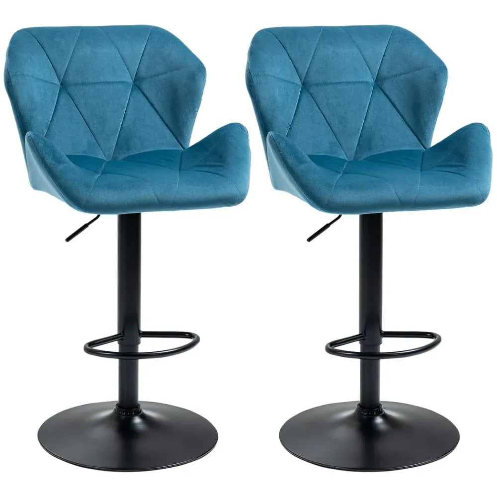 Elegant Velvet Bar Stools Set of 2 – Stylish Metal Frame, Luxurious Comfort