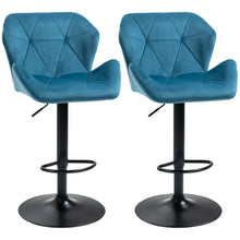 Load image into Gallery viewer, Elegant Velvet Bar Stools Set of 2 – Stylish Metal Frame, Luxurious Comfort
