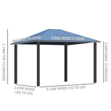Load image into Gallery viewer, Elegant 3.6x3m Hardtop Gazebo with UV-Resistant Polycarbonate Roof

