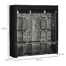 Load image into Gallery viewer, Portable Fabric Wardrobe with 10 Shelves &amp; Hanging Rail - Stylish Storage Solution

