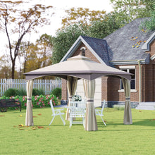 Load image into Gallery viewer, Elegant 10&#39; x 10&#39; Outdoor Gazebo with 2-Tier Roof &amp; Mesh Sidewalls
