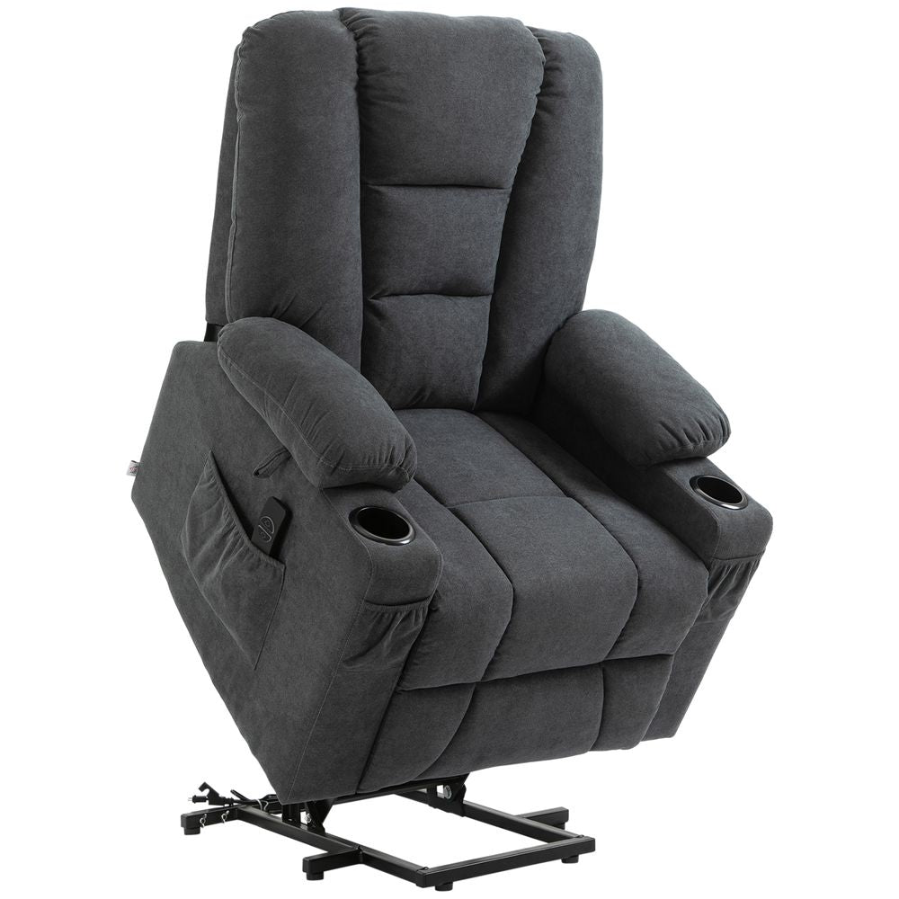 Elevate & Relax: Grey Lift Recliner Chair w/ Remote - Perfect for Seniors
