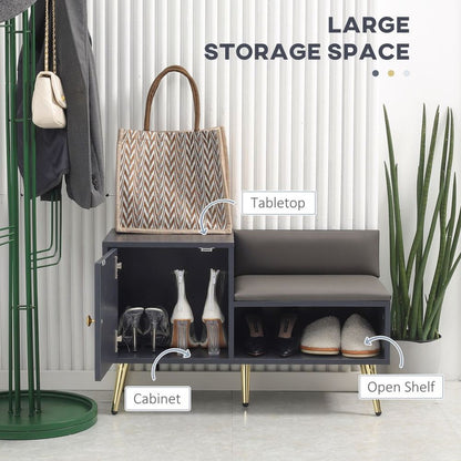 Stylish Shoe Bench with Cushion & Storage – Modern Entryway Organizer in Grey