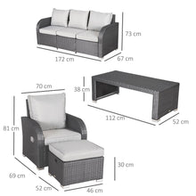 Load image into Gallery viewer, Luxurious 7-Seater Grey Rattan Garden Furniture Set with Reclining Armchairs
